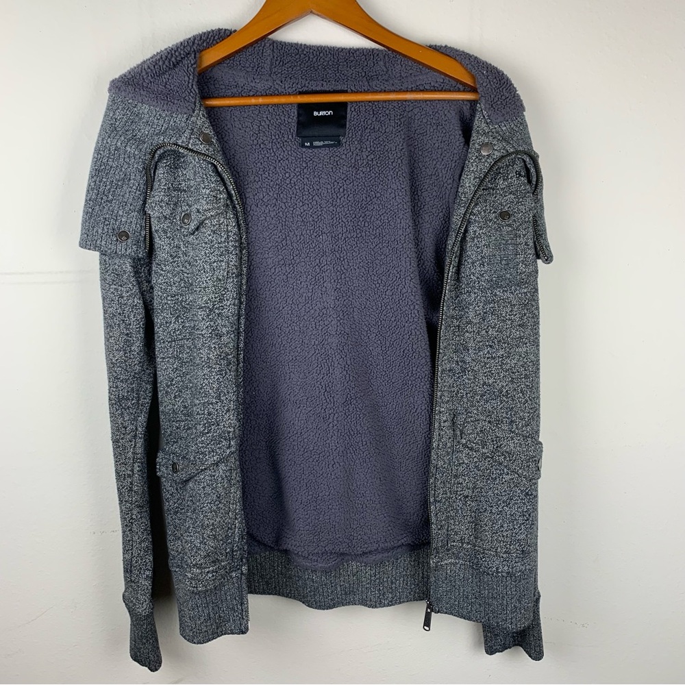 Burton Zip-Up Fleece Hoodie Sweatshirt Gray Medium Jacket Cozy Snowboarding - Picture 6 of 16
